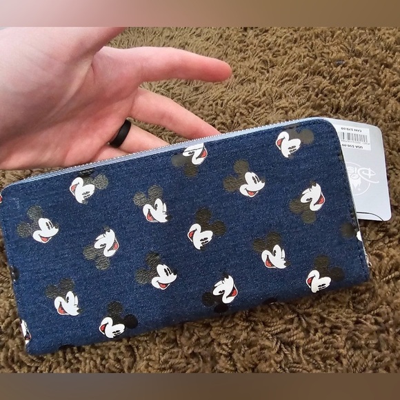 Disney Loungefly Mini Backpack  w/Matching Wallet in Denim/Leather, NWT - Picture 6 of 7